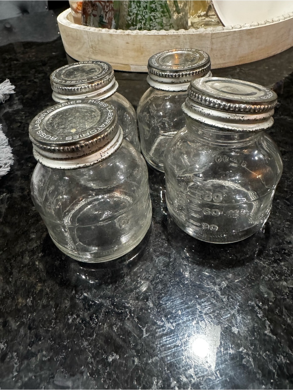Vintage Clear Glass Apothecary Jars with Silver Lids - Set of 4